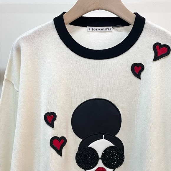 Alice + Olivia Cream and Black Graphic Sweater - Picture 7 of 7